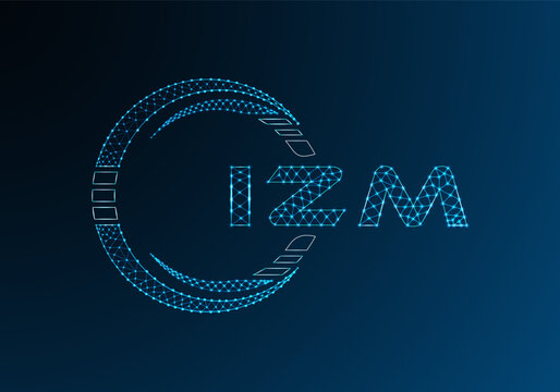IZM low poly letter logo vector design. IZM lower poly logo design. Low poly logo.