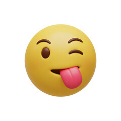 Fototapeta premium Winking yellow emoji with a playful and mischievous expression.