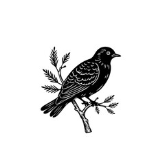 Elegant silhouette of a bird perched on a branch in a minimalist design