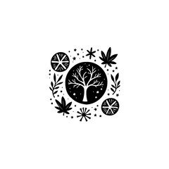 Monochrome magic: Nature's essence in a stylized abstract design for branding