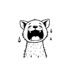 Expressive Cartoon Cat Crying with Tears: A Simple Vector Illustration Design