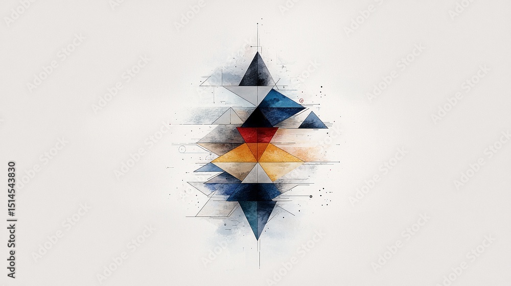 Poster abstract geometric shapes floating vertically on textured background
