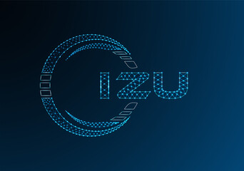 IZU low poly letter logo vector design. IZU lower poly logo design. Low poly logo.