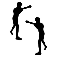 Boxing silhouette, Double Boxing set box icon, Boxing illustration, silhouette, set icon, silhouette, Boxer dogs icon