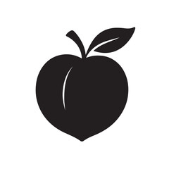 Peach fruit silhouette vector icon