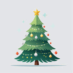 Christmas Tree: A festive illustration of a decorated Christmas tree, adorned with ornaments, lights, and a star, evoking the spirit of the holiday season.