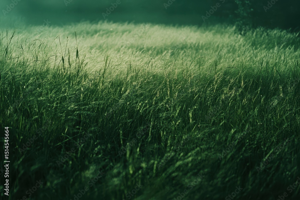 Poster rustic field with tall grass swaying gently in the breeze at dawn, rustic field with tall grass sway