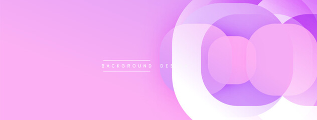 Abstract pink background features layered circles. Soft gradients create modern, flowing visual effect. Minimal text present.