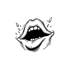 Expressive Open Mouth Sketch with Detailed Shading and Dynamic Water Droplets