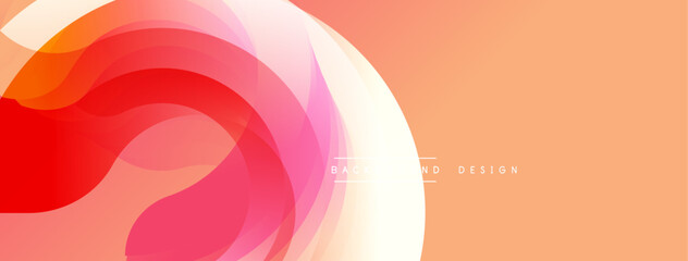 Abstract swirl design. Peach tones dominate, blending into pinks, reds. Modern aesthetic, smooth gradients create dynamic visual impact.