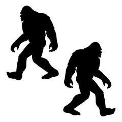 Bigfoot silhouette, Double Bigfoot set box icon, Bigfoot illustration, silhouette, set icon, silhouette, Bigfoot icon
