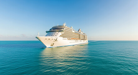 Cruise Ship on Turquoise Ocean