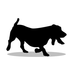 Basset Hound silhouette, Double Basset Hound set box icon, Basset Hound illustration, silhouette, set icon, silhouette, Basset Hound icon