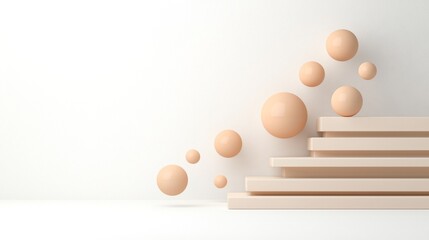 Floating Beige Spheres Above White Textured Surface