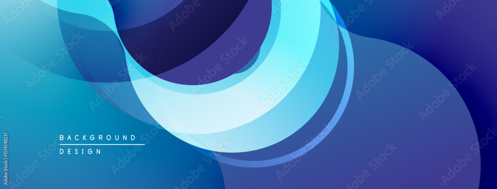 Aufkleber Abstract flowing shapes, blue tones dominate. Modern design, smooth gradients create dynamic visual effect. Minimalist composition.