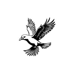 Elegant illustration of a bird in flight against a clean white background showcasing freedom