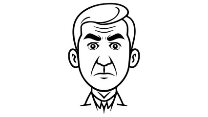 serious person face simple vector illustration line art style, serious person staring vector illustration