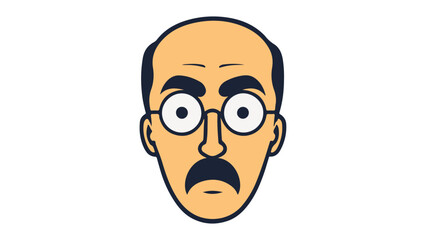 man with a beard and glasses and little bit angry expression vector illustration