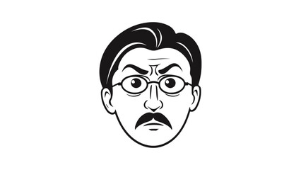 angry person face with glasses and mustache simple shape vector illustration 