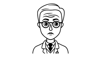 interested and little bit amazed doctor vector illustration simple line art