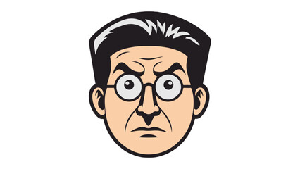 portrait of a man face with little bit angry expression, face of a man with glasses and angry expression