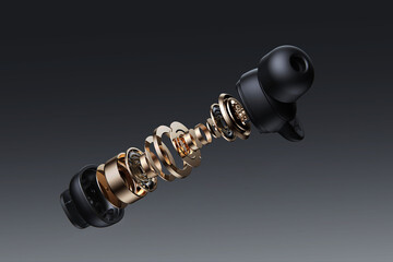 The internal structure of earphones e-commerce products earphones explosion structure decomposition in-ear headphones 3C coil