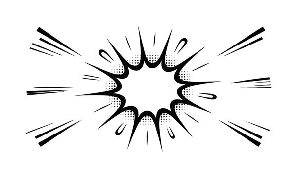 cartoon expression elements, variety of black dynamic lines, accent marks, motion streaks, impact bursts, swirl lines, spark symbols, easily editable.