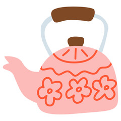Teapot with flowers cartoon vector illustration 