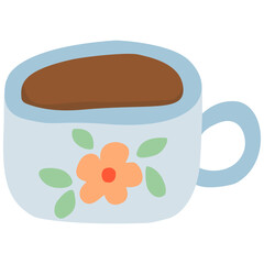 cup of tea with flowers vector illustration 