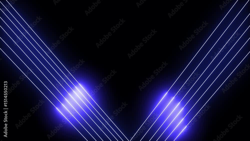 Poster abstract technology with neon blue lines neon lights blinking lines moving animation light neon blue