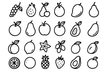 Fruits icons, vector illustration