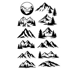 Mountains set, vector illustration
