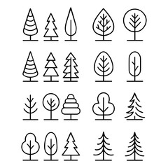 minimal trees line, vector illustration