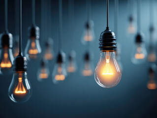 Hanging light bulbs create a warm glow in a dimly lit space