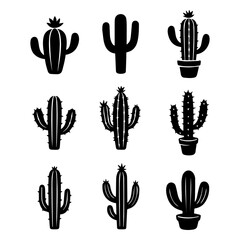 Set of cactus silhouette, vector illustration