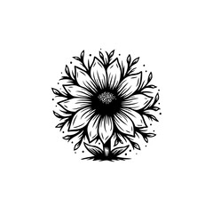 Elegant Black and White Floral Mandala Illustration with Intricate Details