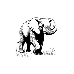 Majestic Elephant Illustration: Bold Linework Depicting Wildlife's Gentle Giant in Nature