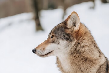 Obraz premium Wolf profile shot in the snow