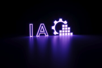 IA neon concept self illumination background 3D illustration