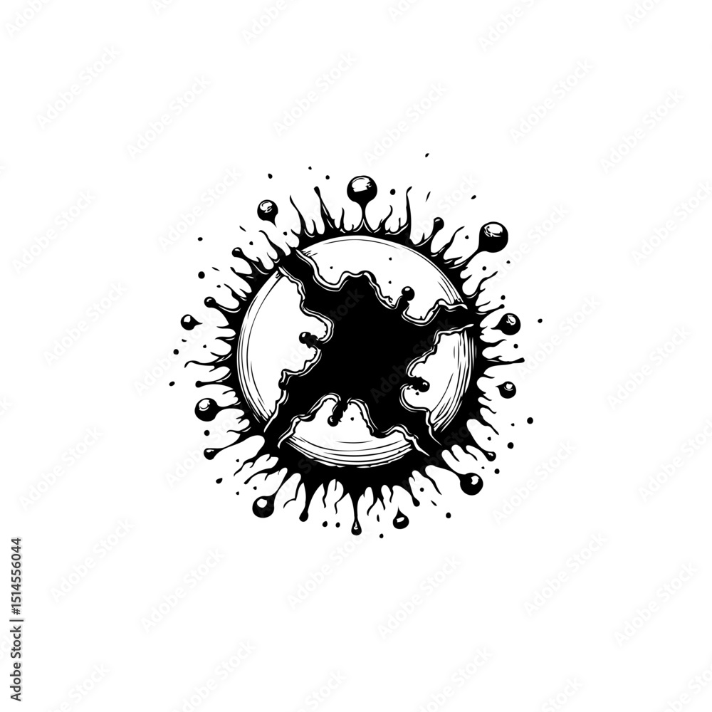 Poster inkblot graphic design symbolizing creativity and abstract expression in monochrome style
