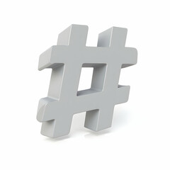 Fototapeta premium Hashtag Symbol Standing Out in 3d Render on White Background