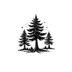 Stylized Silhouette of Pine Trees in a Minimalist Forest Illustration