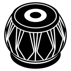 Tabla music instrument silhouette on white background
