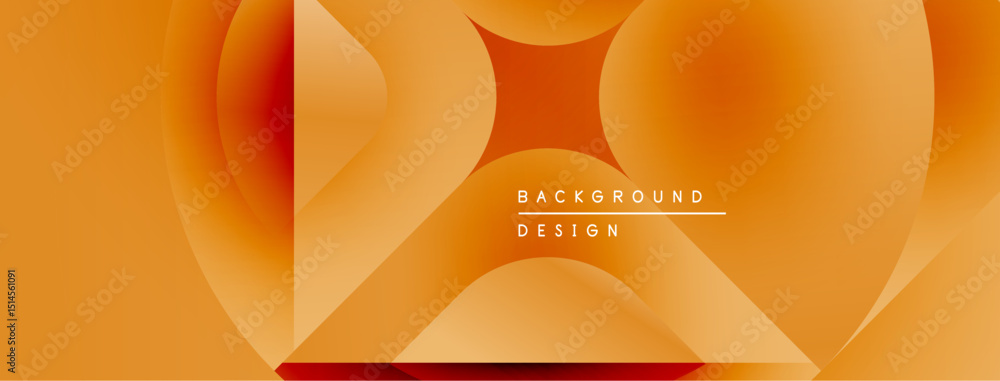 Poster Abstract orange background. Smooth shapes overlap creating dynamic visual effect. Text reads background design. Modern, simple composition.