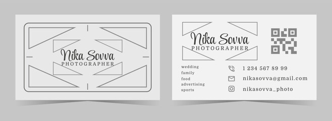 Business card template layout for a photographer. Design concept. Vector illustration.