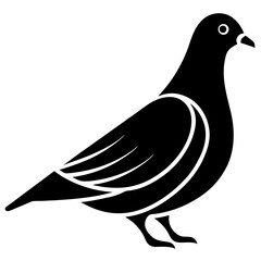Black and White Simple Pigeon or Dove Silhouette - Minimalist Bird Icon