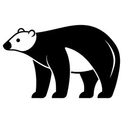 Black and White Standing Bear Silhouette - Simple Wildlife Mammal Icon