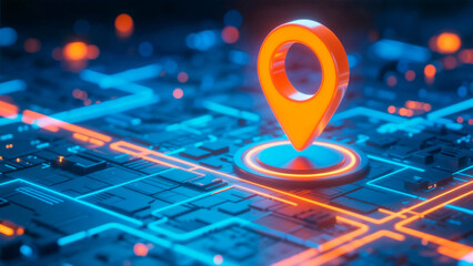 Location Pin on Digital Map with Network Connectivity