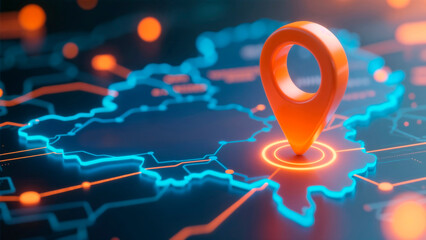 Digital Map Location Pin and Network Connectivity Visualization