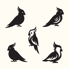 silhouettes of birds, set of birds silhouettes, pigeons collection